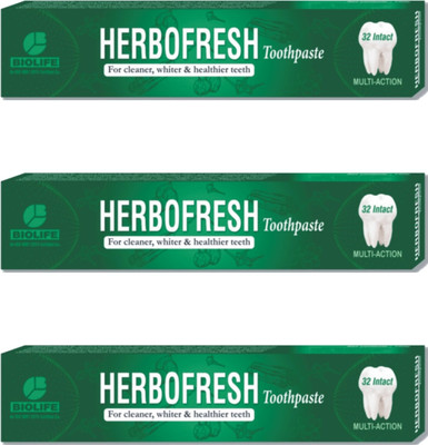 BIOLIFE HERBO FRESH TOOTH PASTE Toothpaste(300 g, Pack of 3)