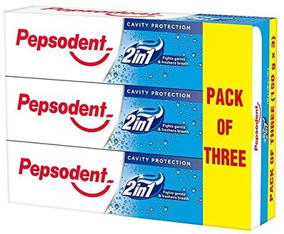 PEPSODENT 2 in 1 Germ Fighting Formula Toothpaste, 150 gm X 3U Toothpaste(450 g, Pack of 3)