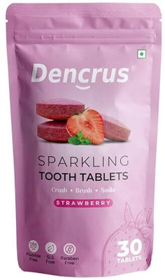 Dencrus Zero-Waste Strawberry Toothpaste Tablets | Fluoride-Free | Travel-Friendly Toothpaste(23 g)