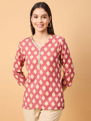 Neesh Casual Printed Women Red, Beige Top