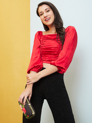 Globus Casual Solid Women Red Top