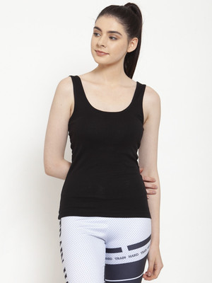 CotiQ Casual Solid Women Black Top