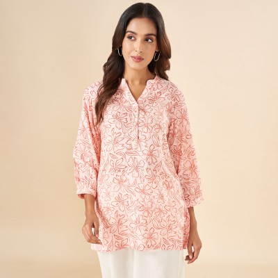 Akkriti by Pantaloons Casual Printed Women Pink, Brown Top