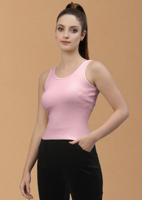 FBAR Casual Solid Women Pink Top