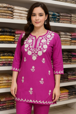 Navriti Formal Embroidered Women Pink Top