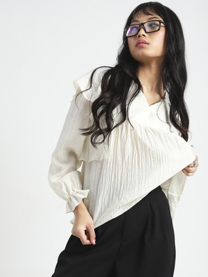 Sera Casual Solid Women White Top