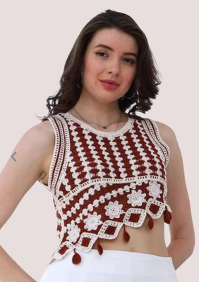 Classye Creation Casual Self Design Women Maroon, White Top