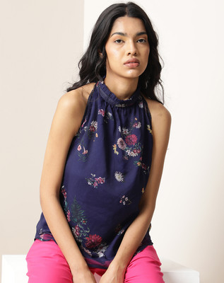 RAREISM Casual Printed Women Blue Top