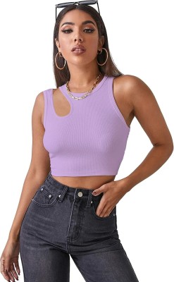 shre Casual Self Design Women Purple Top