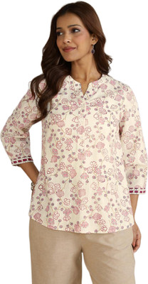 Fabindia Casual Printed Women White Top