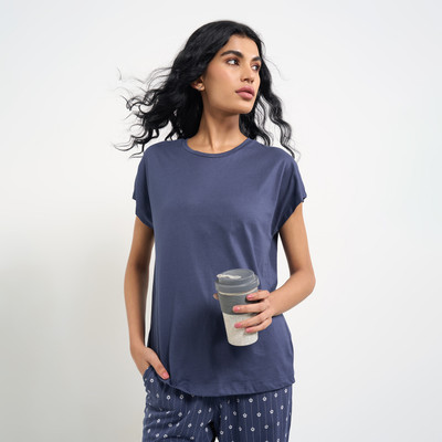 Dreamz by Pantaloons Casual Solid Women Blue Top