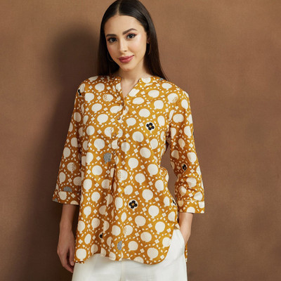 Melange by Lifestyle Casual Printed Women Yellow Top