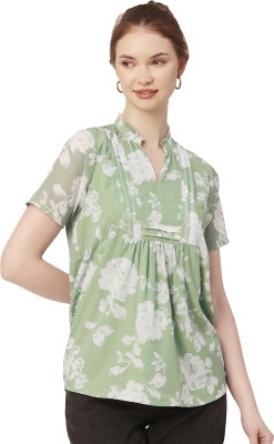 moomaya Casual Printed Women Light Green, White Top