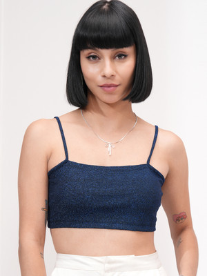 Tokyo Talkies Casual Self Design Women Black Top