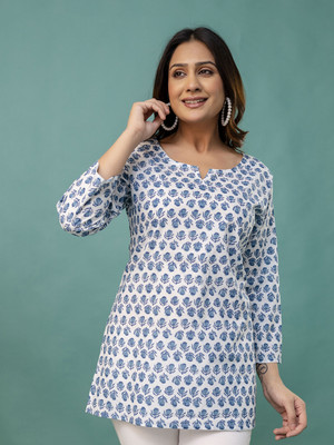 Feranoid Retail Casual Printed Women Blue Top