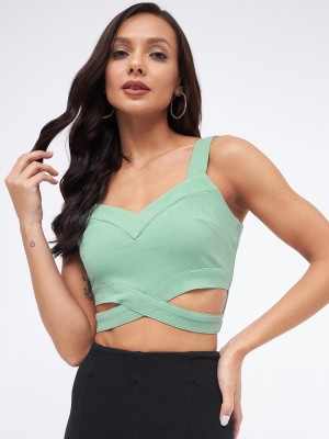 KIBO Casual Solid Women Green Top