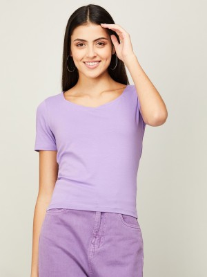 Ginger by Lifestyle Casual Solid Women Purple Top