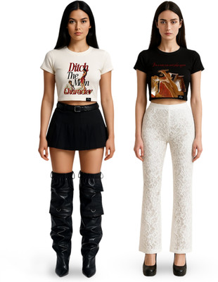 Dr.Drip Casual Printed Women Black, White Top