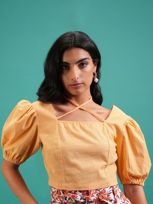 Tokyo Talkies Casual Solid Women Pink Top