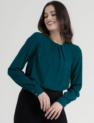 Mirana Casual Solid Women Blue Top