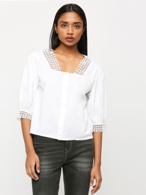 Pepe Jeans Casual Solid Women White Top