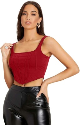 Leoty Casual Solid Women Red Top