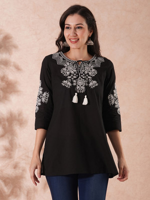 Globus Formal Embroidered Women Black Top