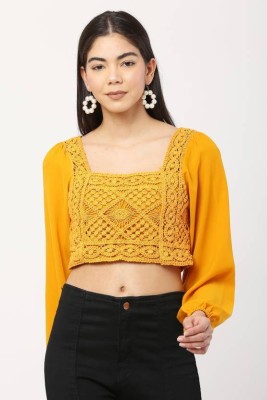 super services technology Casual Embellished Women Yellow Top