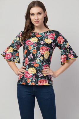 HOSUEOFCOMMON Casual Printed Women Multicolor Top