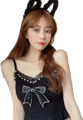 mystify Party Solid Women Black Top