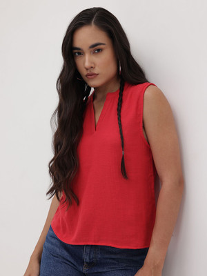 Roadster Casual Solid Women Red Top