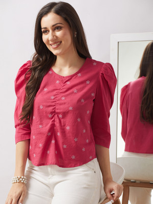 Globus Casual Printed Women Pink Top