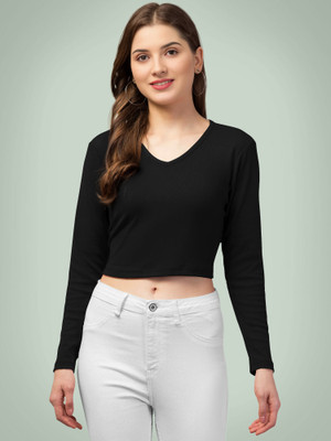 Maheshvi Casual Solid Women Black Top