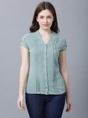 IDENTITI Casual Solid Women Green Top