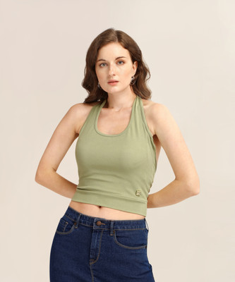 Prettify Casual Solid Women Light Green Top