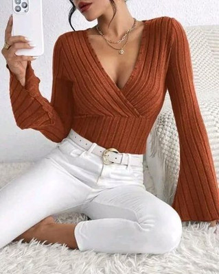 Heilig Casual Striped Women Brown Top
