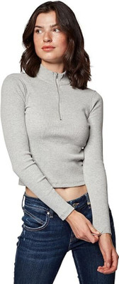 TRENDY ERA Casual Solid Women Grey Top