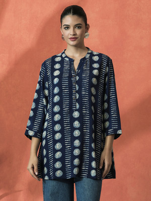 Sangria Casual Printed Women Dark Blue Top