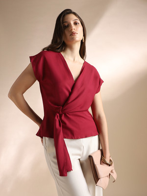 Globus Formal Solid Women Maroon Top