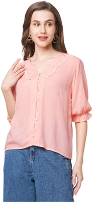 GO.4.IT Casual Solid Women Orange Top