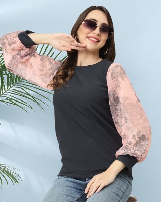 MISS AYSE Casual Floral Print Women Dark Blue, Pink Top