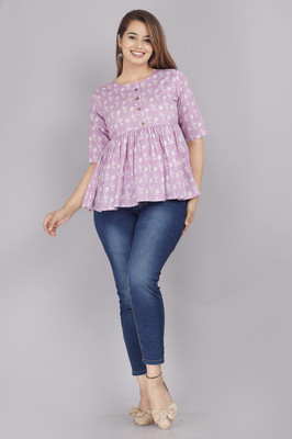 Highlight fashion export Casual Printed Women Pink Top