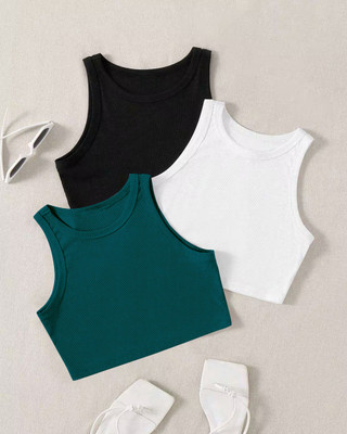 Berry Bird Casual Solid Women Dark Green Top