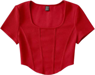 Fashionown Casual Self Design Women Red Top