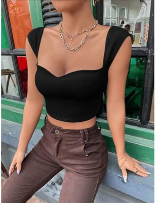 DR Brand Beach Wear Solid Women Black Top