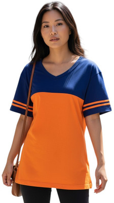 FABROYZ Casual Color Block, Striped Women Blue, Orange Top