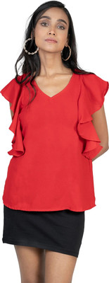 XOXO CHERRY Casual 3/4 Sleeve Solid Women Red Top