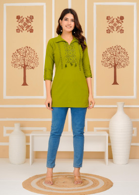 Signoria Casual Printed Women Dark Green Top