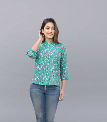 METRONAUT Casual Printed Women Blue Top