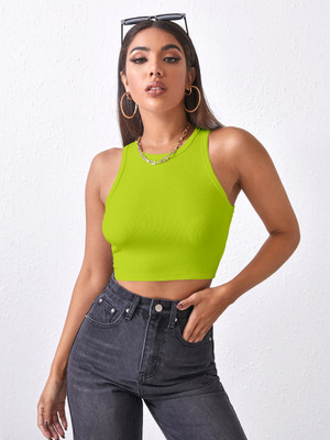 Berry Bird Party Solid Women Light Green Top